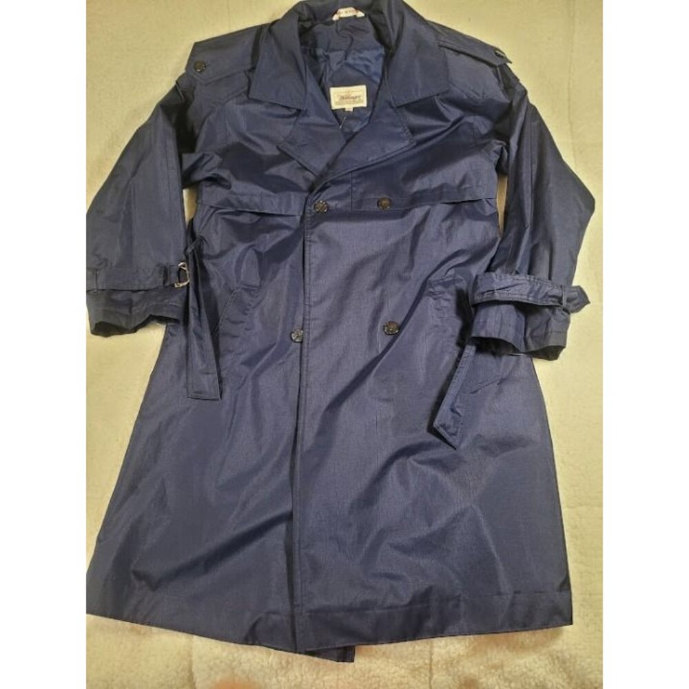 Worthington Navy blu Rain Trench Coat – SP Petite, Belted, Double‑Breasted..#-Q